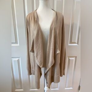 Garnet Hill Taupe Easy Linen Drape Front Cardigan Size L